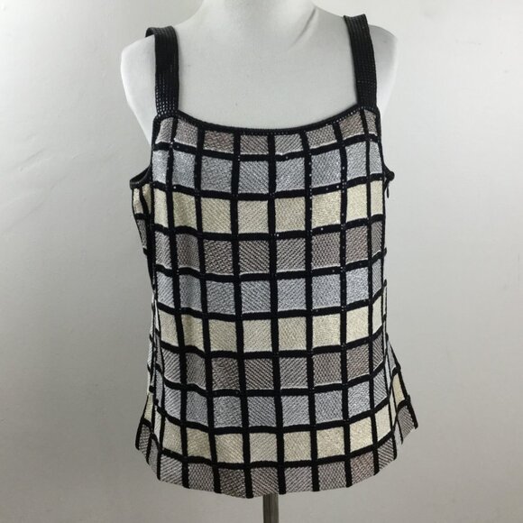 St. John Sequin/Metallic Paillettes Tank Top m - Picture 2 of 9